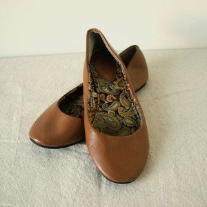 Light Brown Faux-Leather Flats